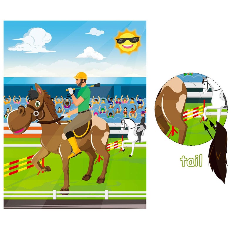 ANGOLIO 24Pcs Horse Race Party Sticker Game, Pin The Tail on The Horse Poster, Horse Party Supplies Horse Themed Decoration Kids Birthday Party Favor Baby Shower Game (Includes 2 Blindfolds) - Image 3